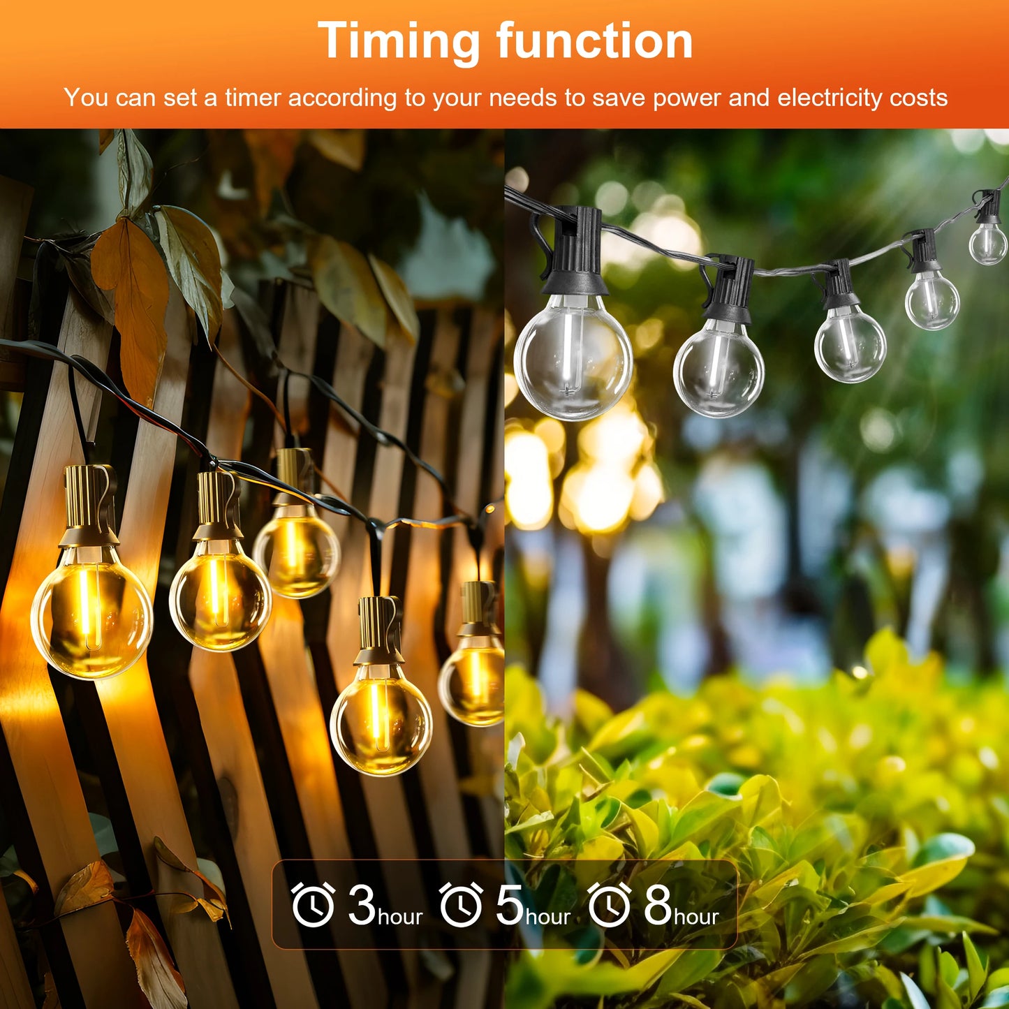 Solar String Lights Outdoor G40 Patio Lights