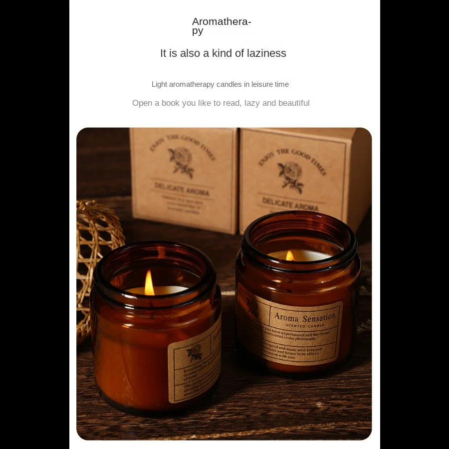 Brown Glass Aromatherapy Candle Smokeless scented