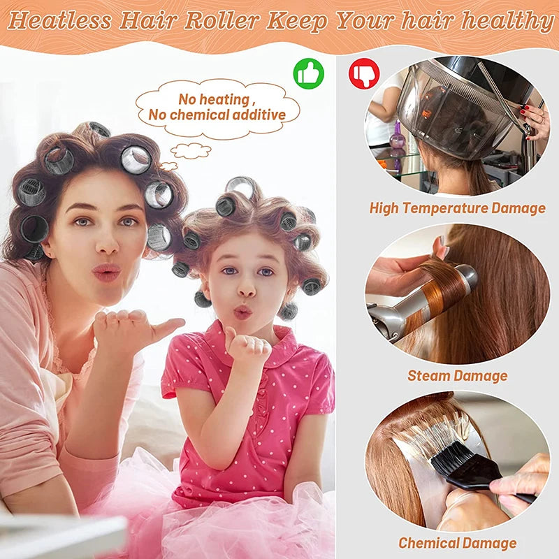 13pcs Black Self Grip Hair Rollers