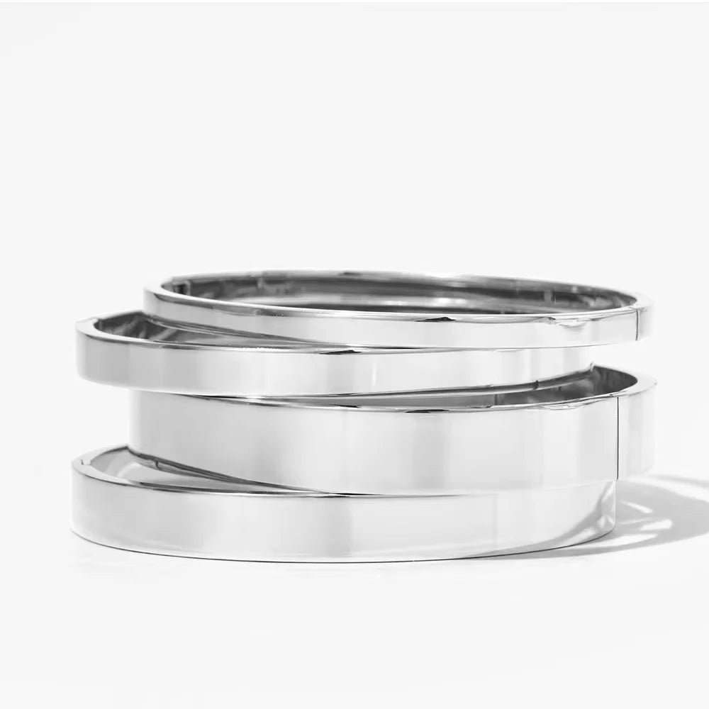 Waterproof Stainless Steel Oval Smooth Bracelet Bangle