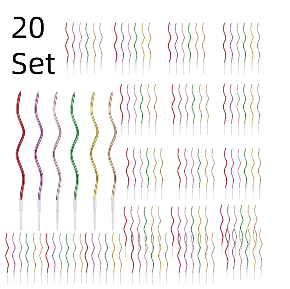6/120/96Pcs Curved Cake Candles Birthday Baby