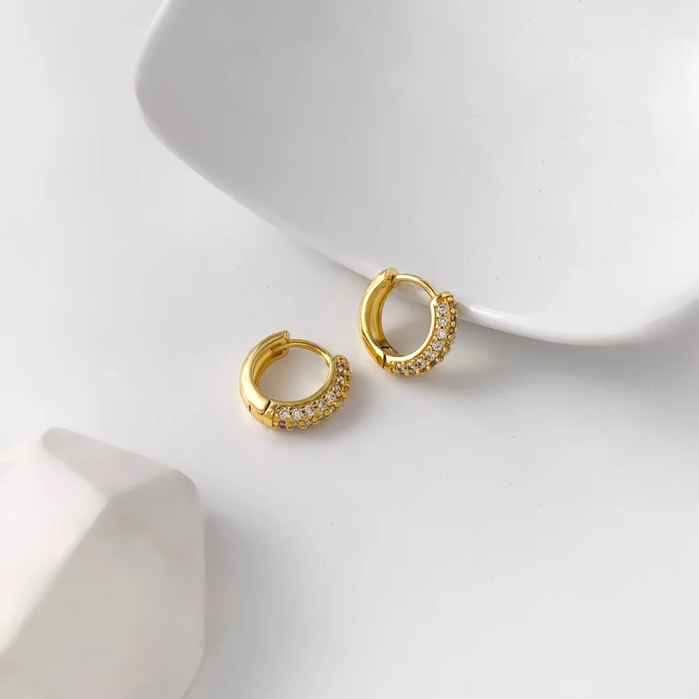 Fashion CZ Zircon Round Huggie Hoop Earrings