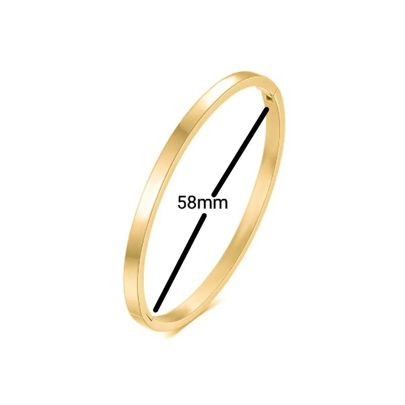 Waterproof Stainless Steel Oval Smooth Bracelet Bangle