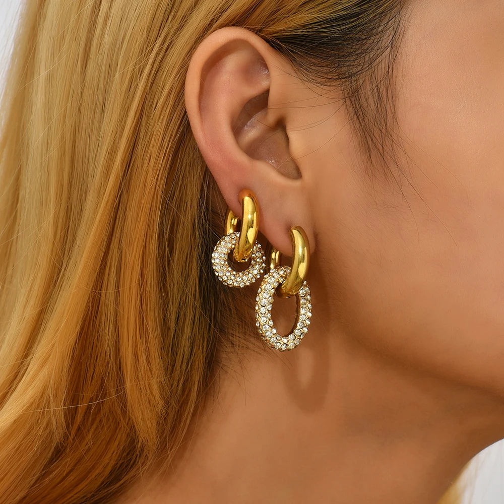 Fashion CZ Zircon Round Huggie Hoop Earrings