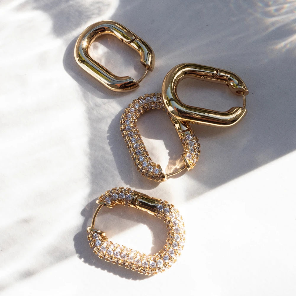 Fashion CZ Zircon Round Huggie Hoop Earrings