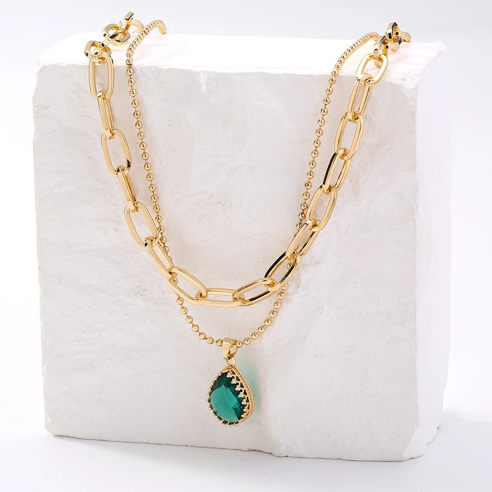 Golden Letter Heart Butterfly Pendant Metal Chain Necklace