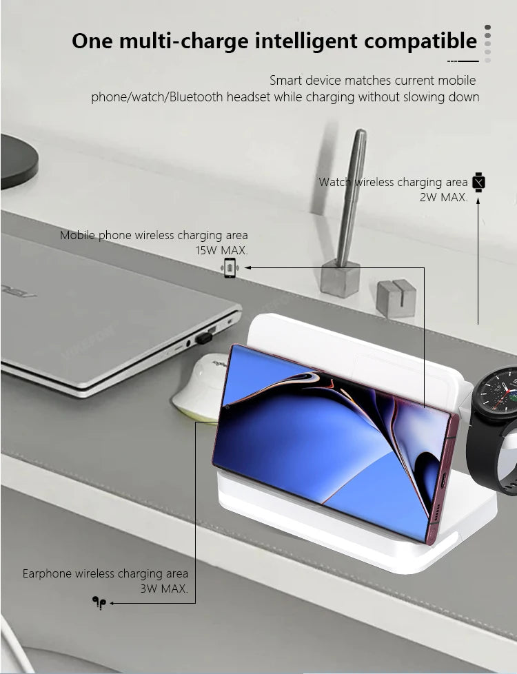 Wireless Charger Stand For iPhone 15 14 Samsung S23 S22 Ultra Fold Z Flip