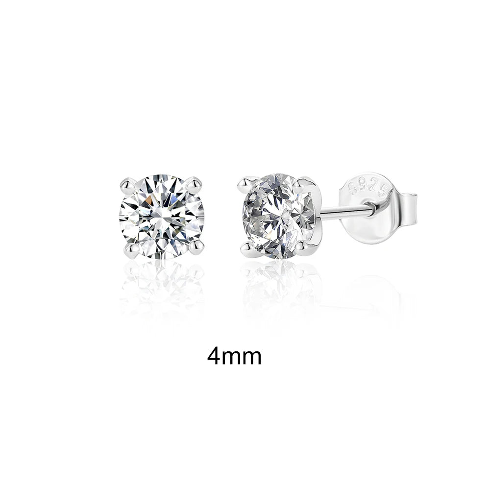 0.5-1.2 Carat D Color Moissanite Ear Stud Earrings 925 Sterling Silver