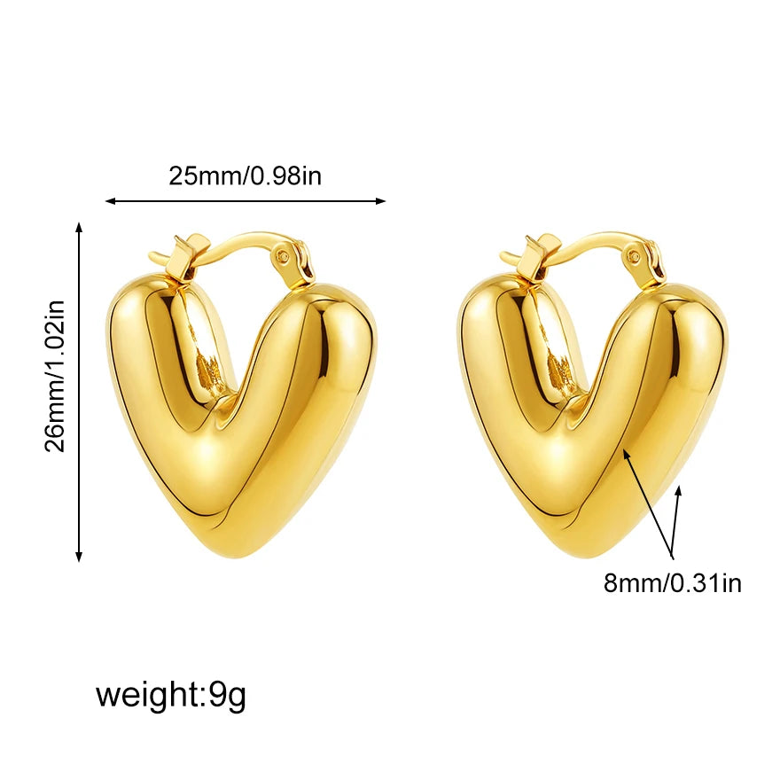 Stainless Steel Smooth Round Tube Chunky Hoop Earrings