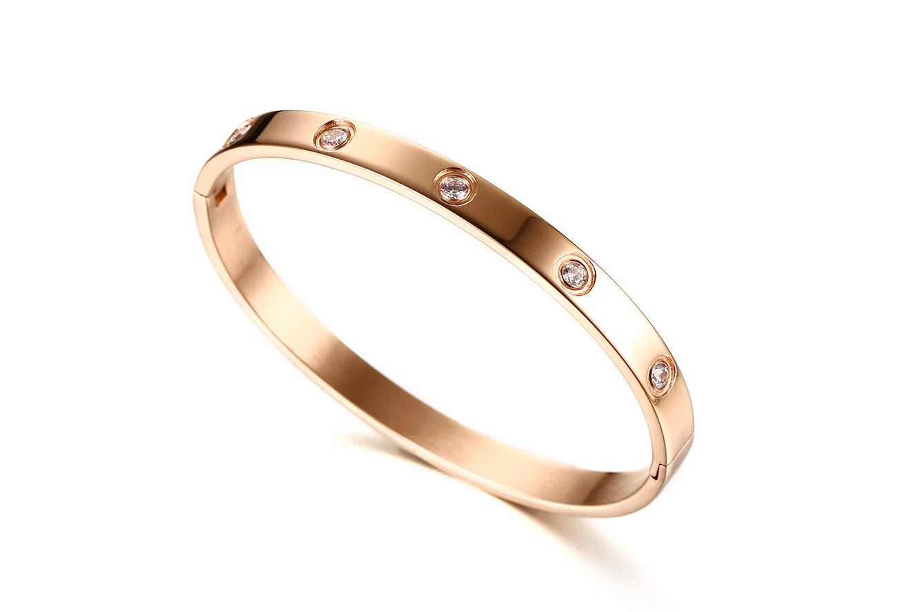 Gold Color Zircon And Cross Nut Nail Bracelet & Bangle