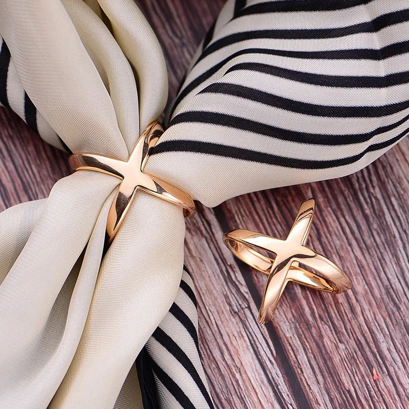 Fashion Cross Scarf Clip X Shape Metal Brooches