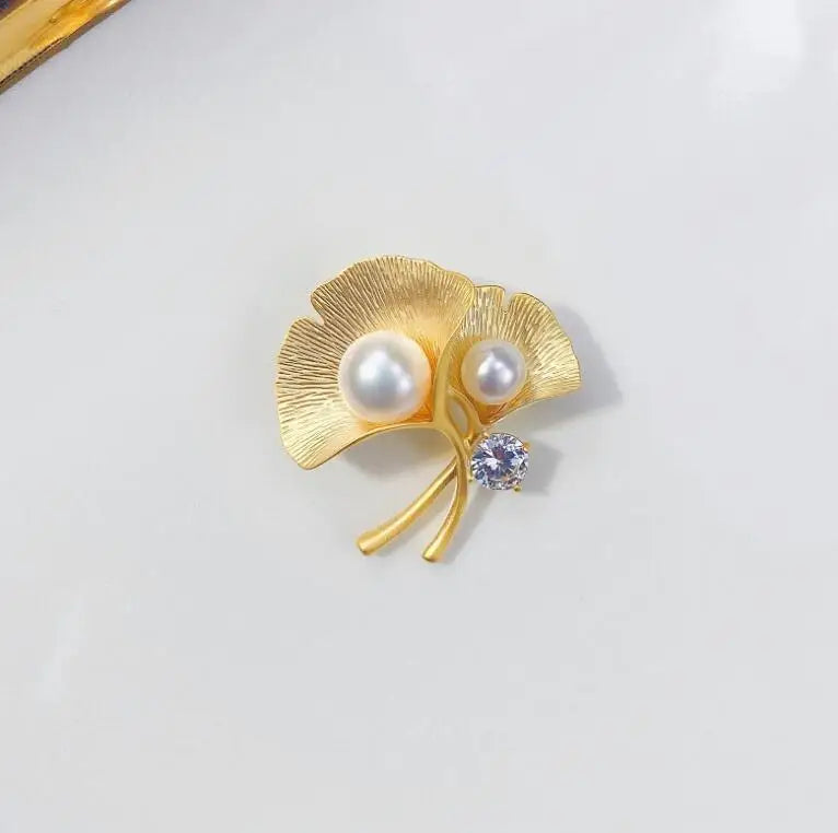 Elegant Gold Color Rose Flower Brooches