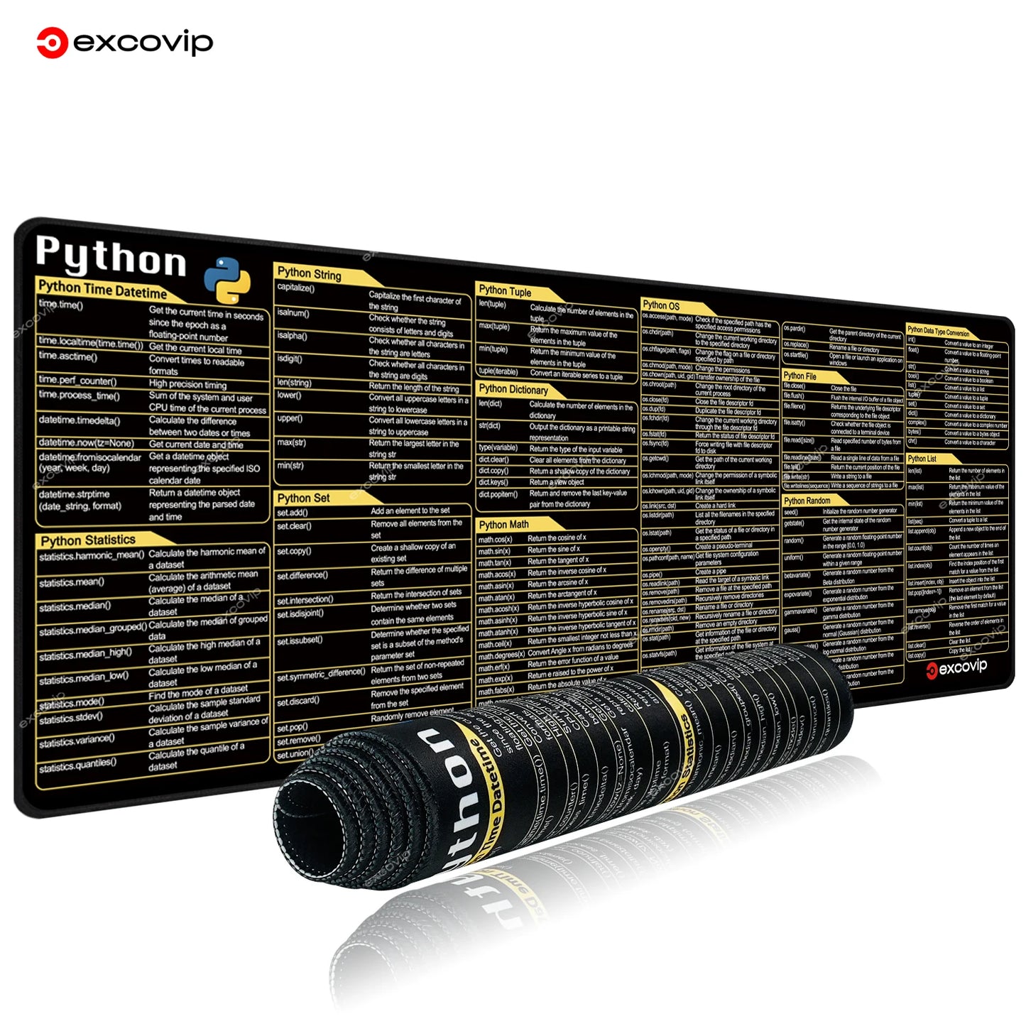 EXCO Python Programing Mouse Pad Large Shortcuts