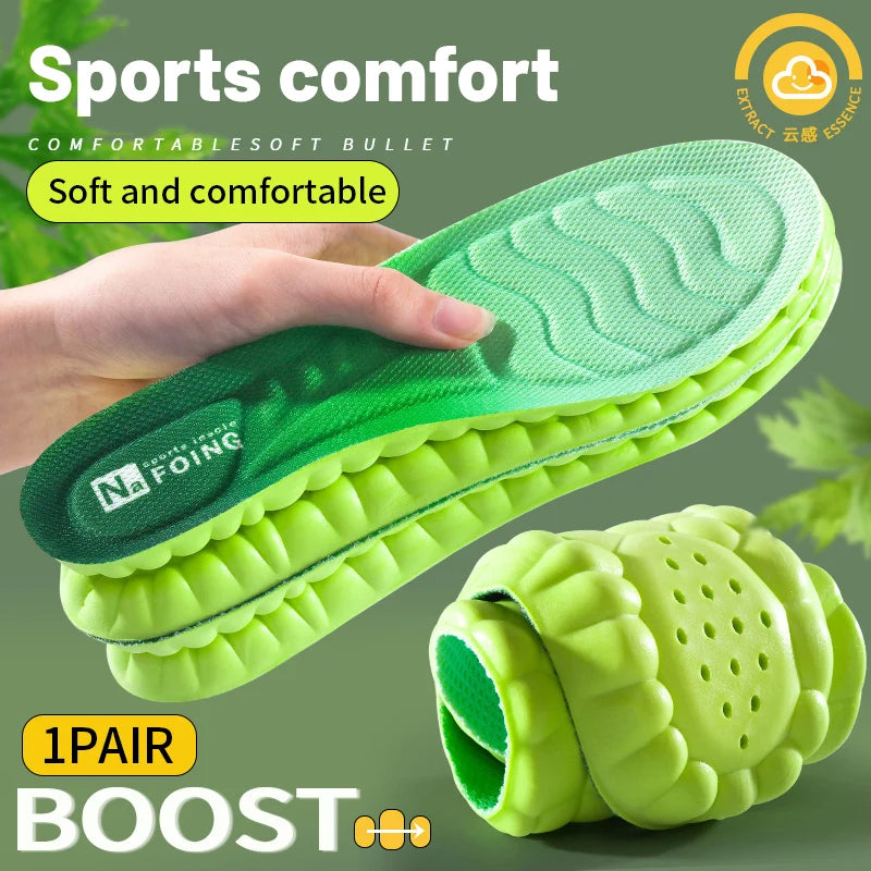 Soft Breathable Shock Absorption  4D Cloud Technology Sports Insoles