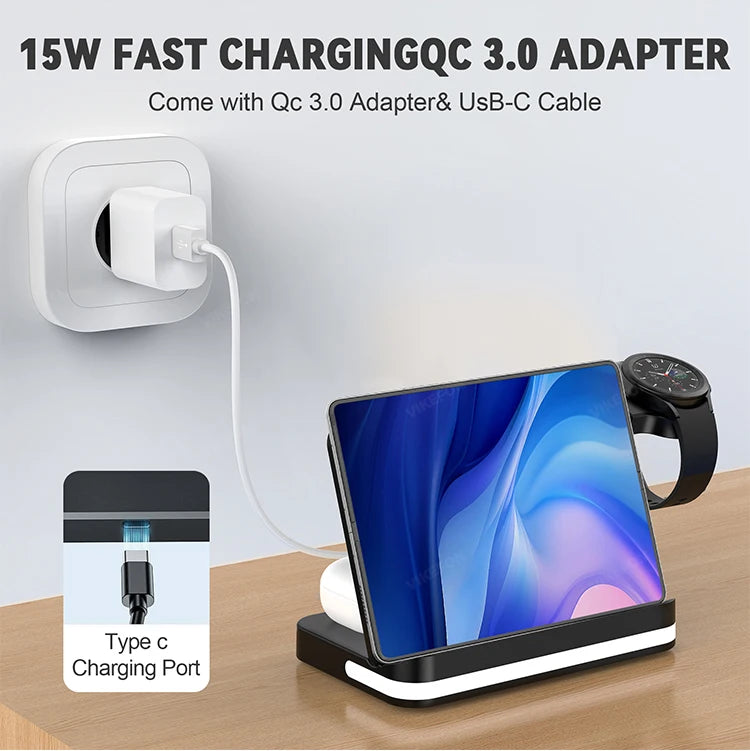 Wireless Charger Stand For iPhone 15 14 Samsung S23 S22 Ultra Fold Z Flip