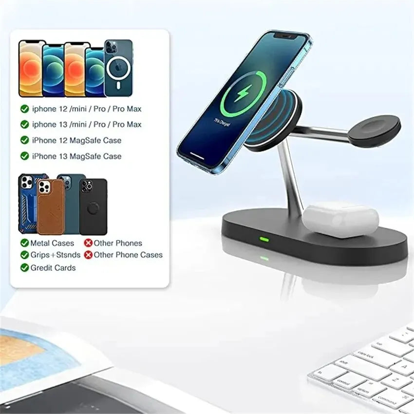 3 In 1 Magnetic Wireless Charger  For iPhone , Apple Watch ,Airpods