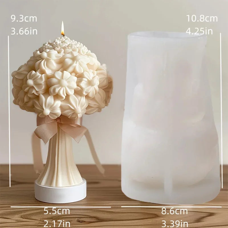 New 3D Rose Bouquet Candle Silicone Mold