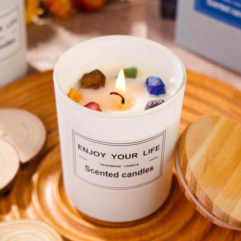 Natural Crystal Stone  Soy Wax Smokeless Candles