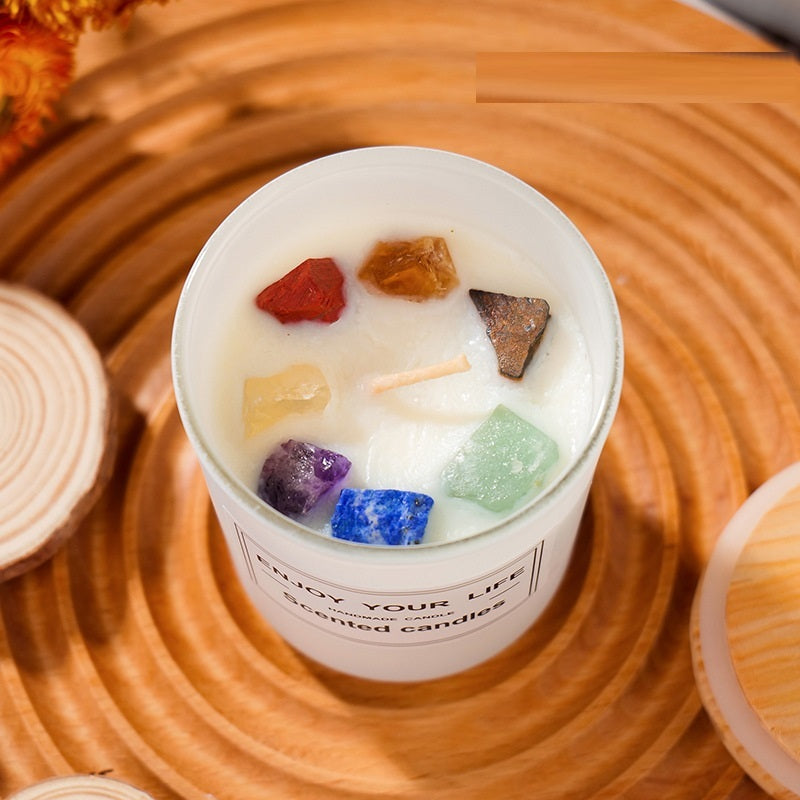 Natural Crystal Stone  Soy Wax Smokeless Candles